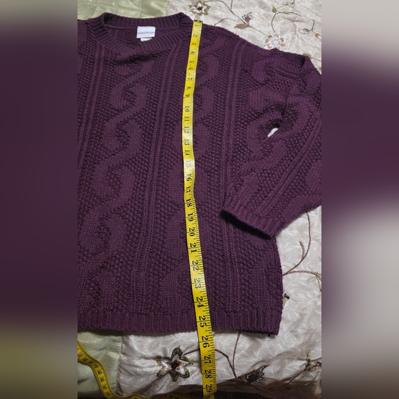 Bobbie Brooks Plum Cable Knit Sweater  Women’s Large  Cozy Winter Knit Vintage - Picture 8 of 8